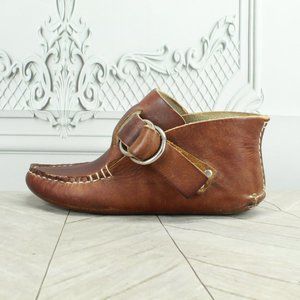 Quoddy Brown Leather Slip On Casual Moccasins Ankle Boots Size 7